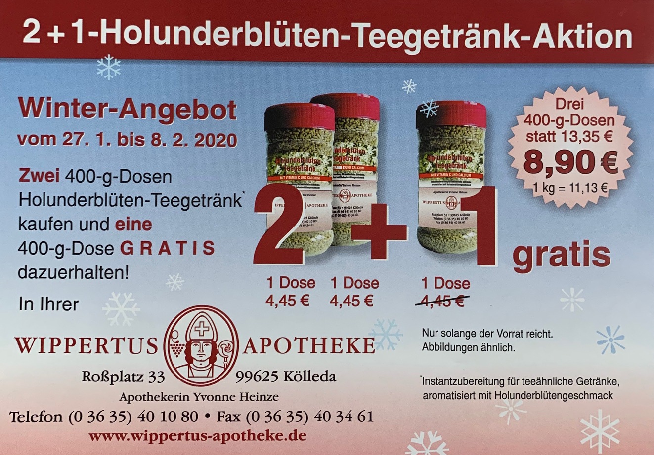 2+1 Holunderblüten - Teegetränk - Aktion | Wippertus Apotheke Kölleda